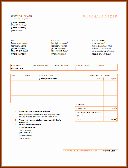 sample purchase order sop example