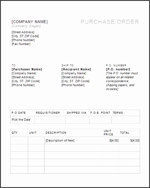 37 free purchase order templates in word excel purchase order invoice template