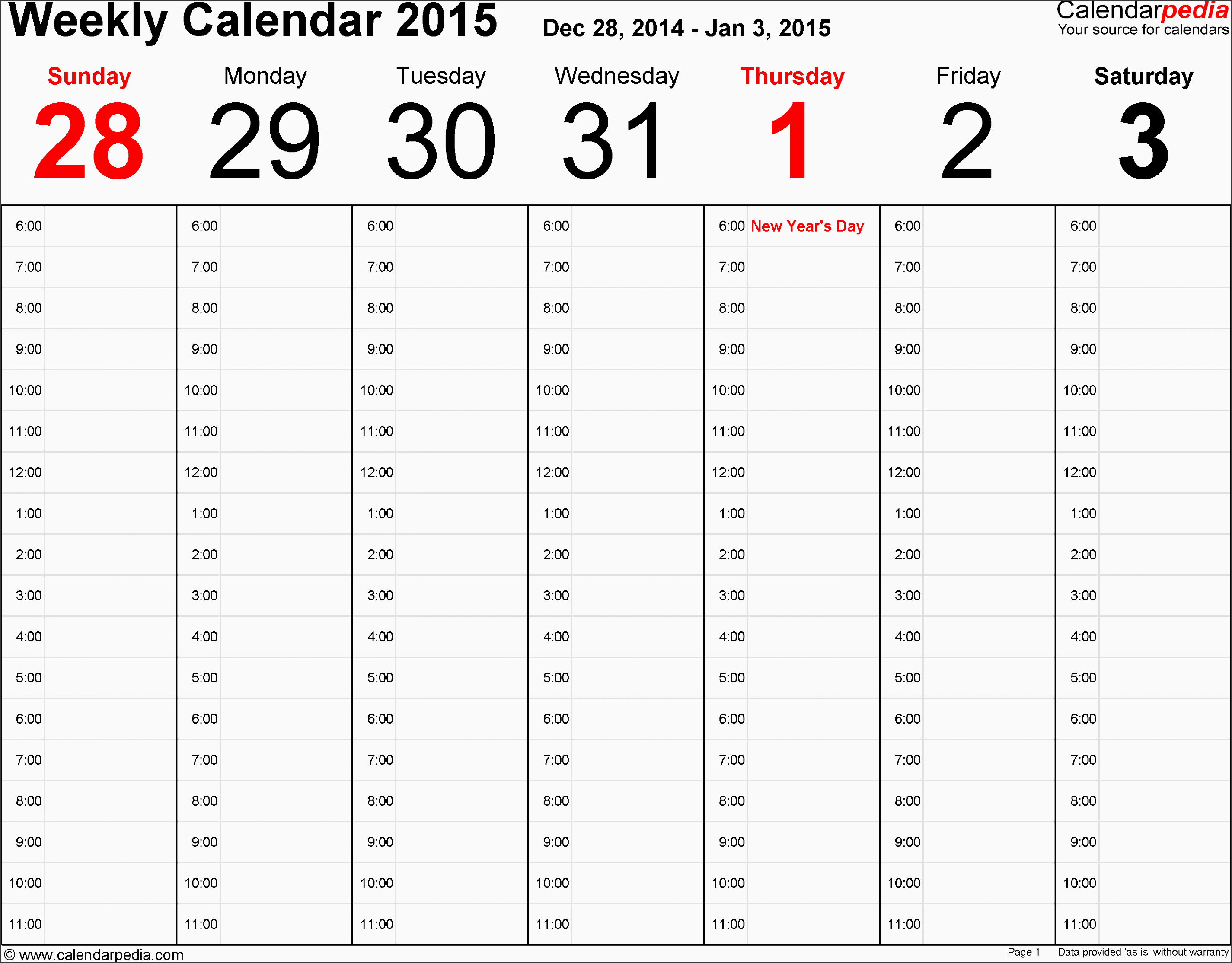 weekly calendar template for excel version landscape 53 pages time management layout hours per day to