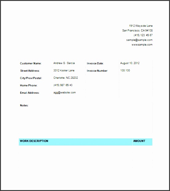 invoice for service template