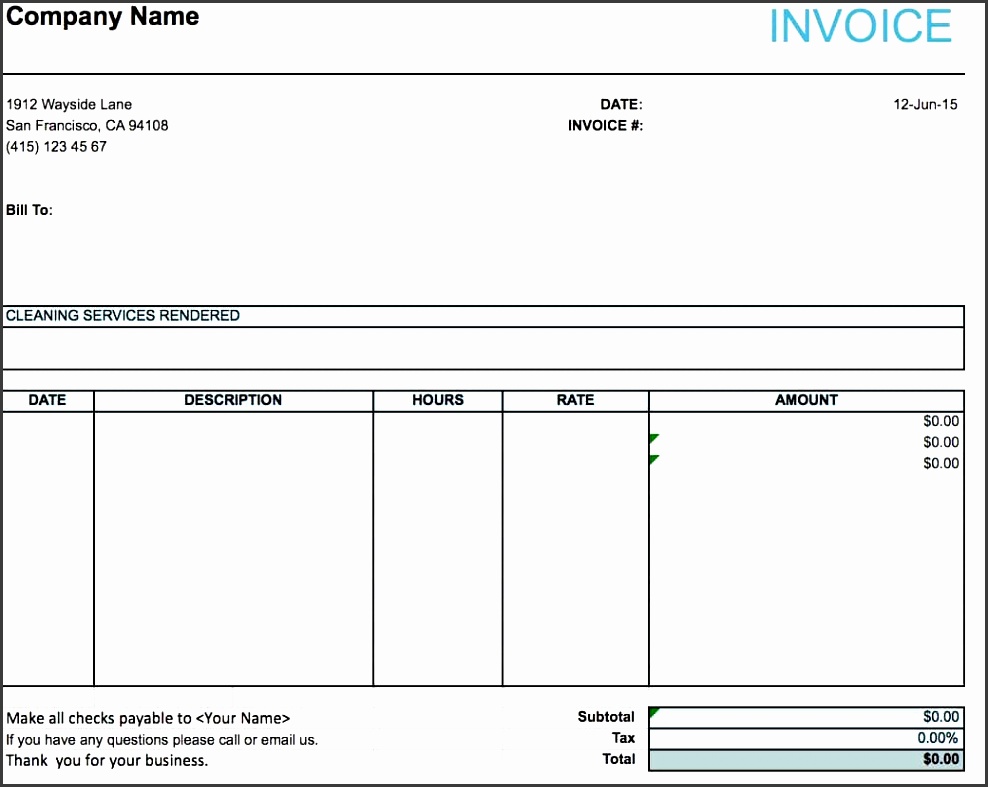 free house cleaning service invoice template excel pdf word c