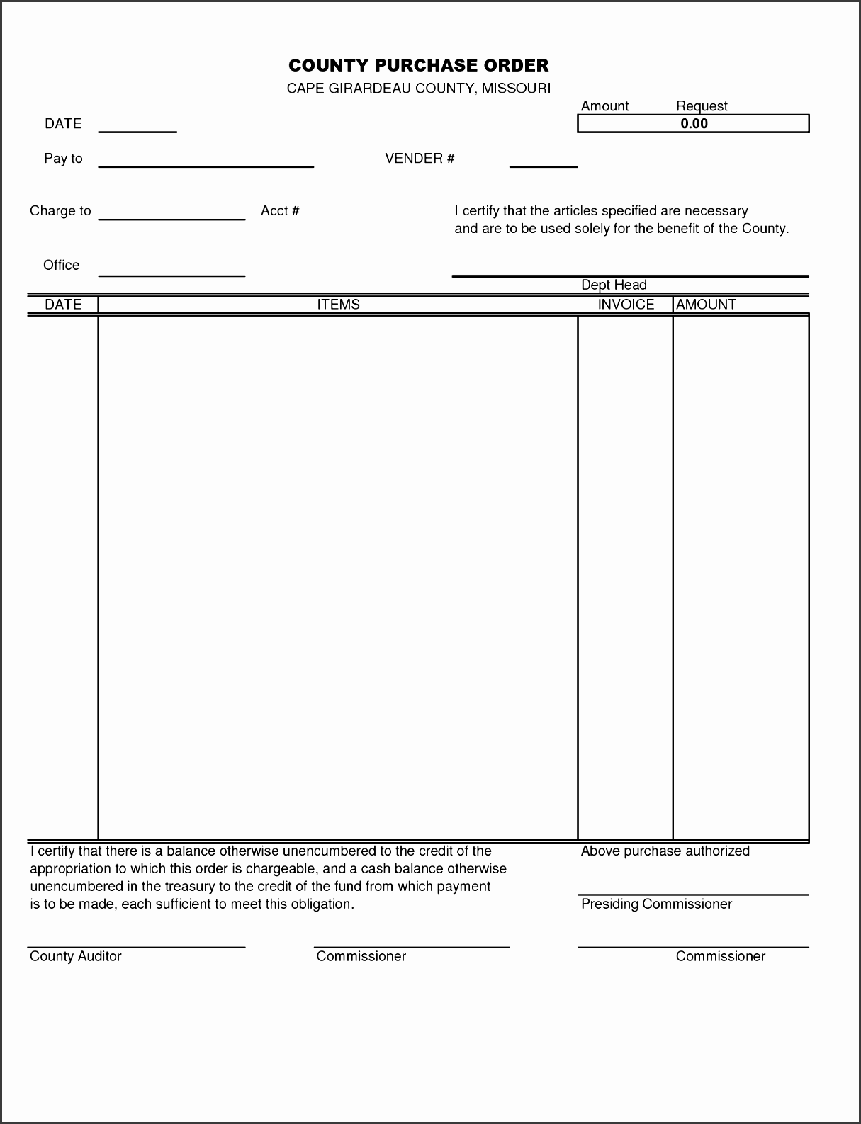 blank order form template