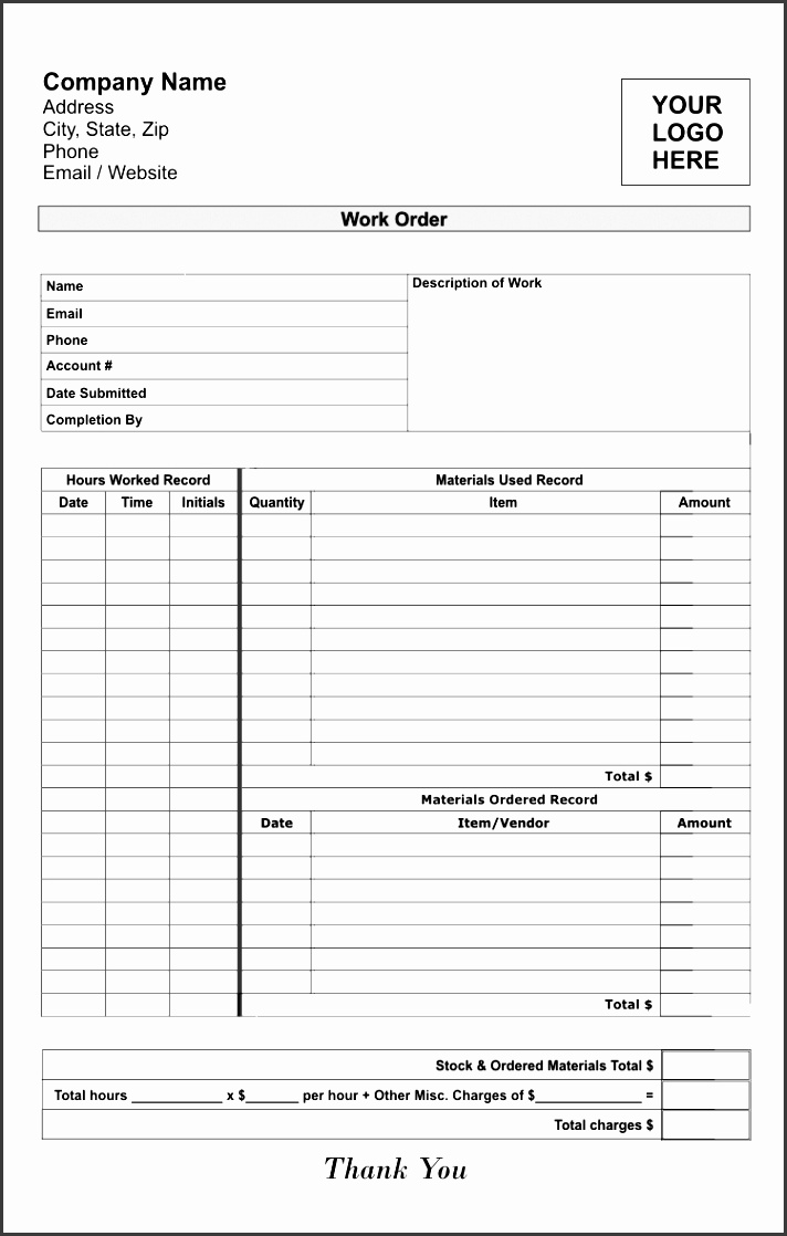 small work and service order templates 5 5 x 8 5 size