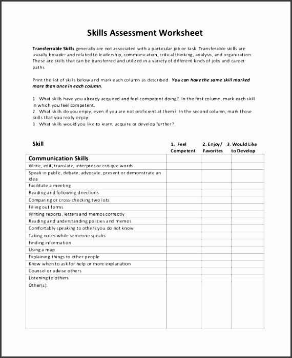 employee skills assessment form