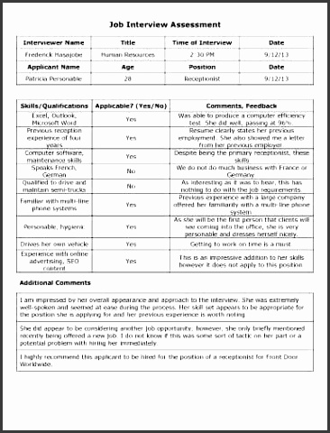 workplace assessments templates