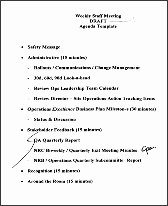 weekly meeting agenda templates weekly staff meeting in pdf