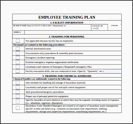 corporate training plan template employee