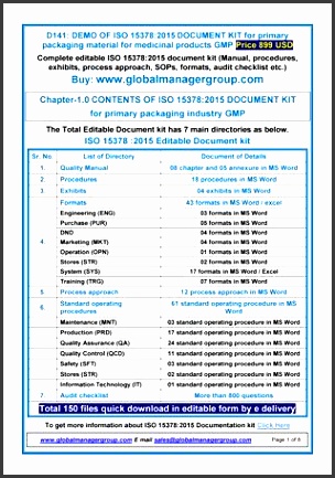 gmp price 899 usd plete editable iso 2015 document kit manual procedures exhibits process approach sops formats audit checklist etc