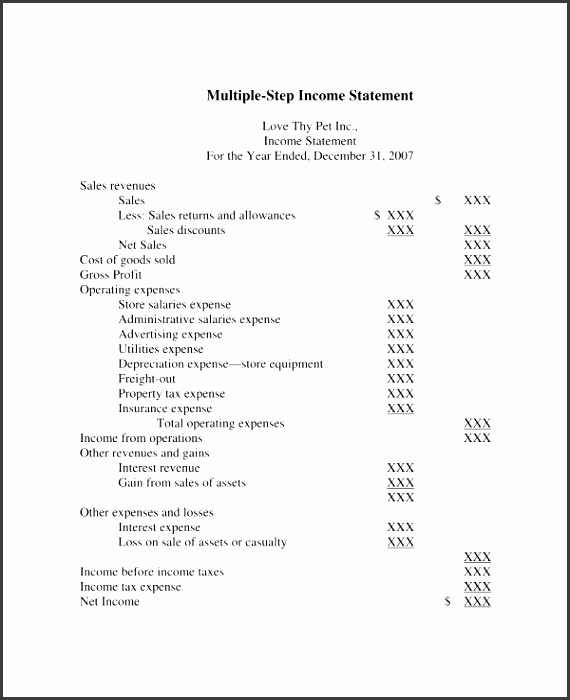 accounting multiple step in e statement