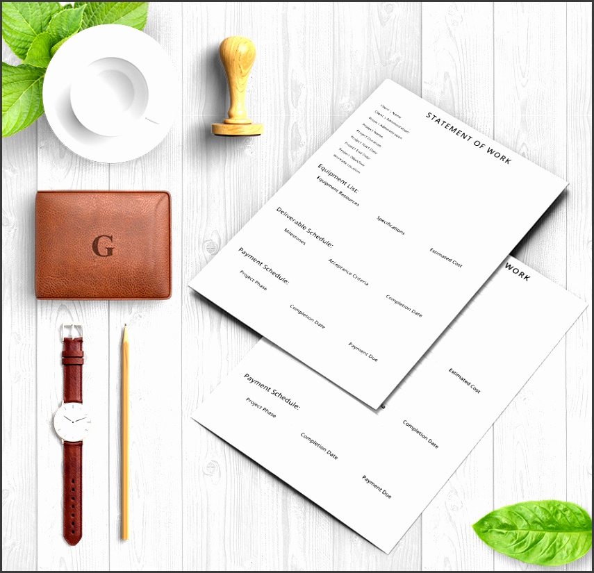 you have a fully editable and practical statement of work template here with all the major sections needed in a business document such as equipment list