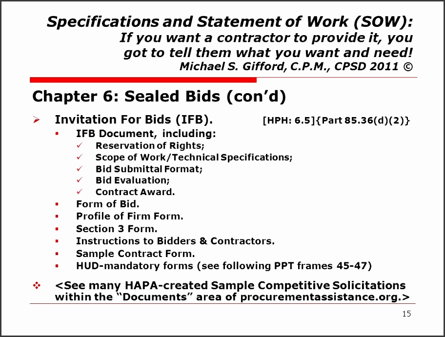 15 specifications and statement of work sow if you want a contractor to