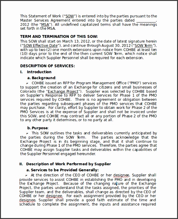 consulting statement of work template