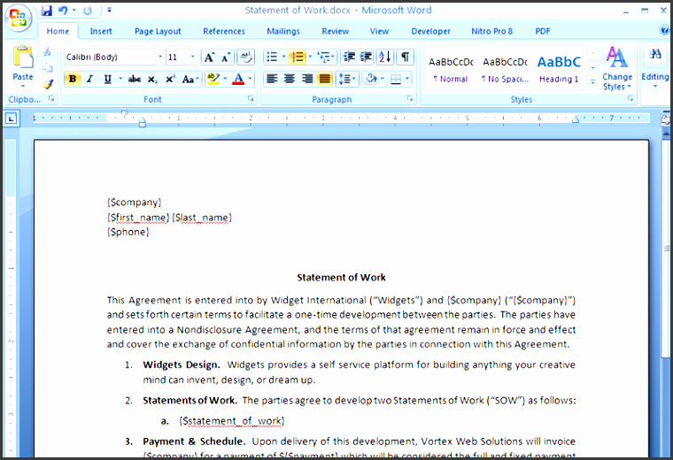 create a statement of work contract from salesforce april 23 2014