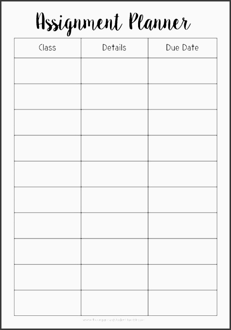 free printables assignment plannerassignment
