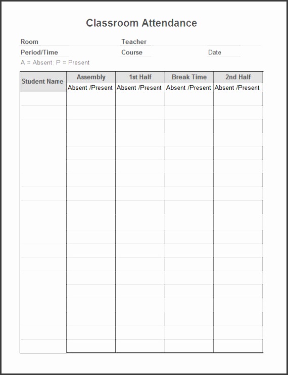 classroom attendance sheet