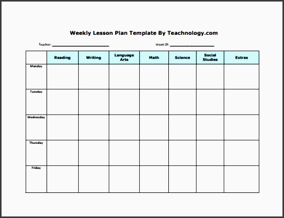 weekly lesson plan for students free pdf example
