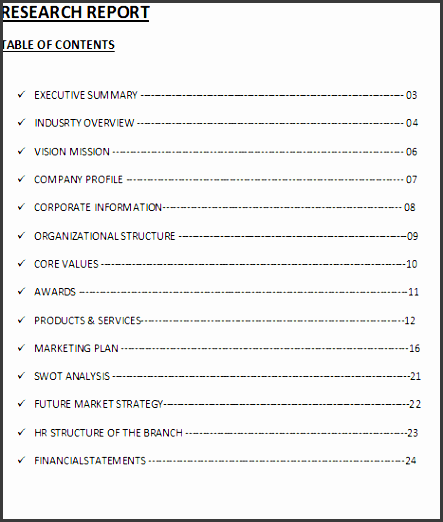 26 images of report table of contents template infovia