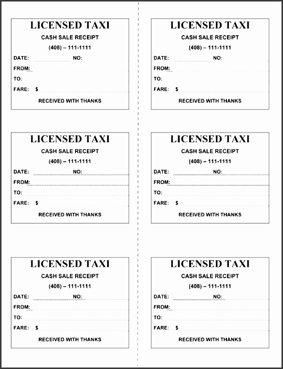 taxi receipt form