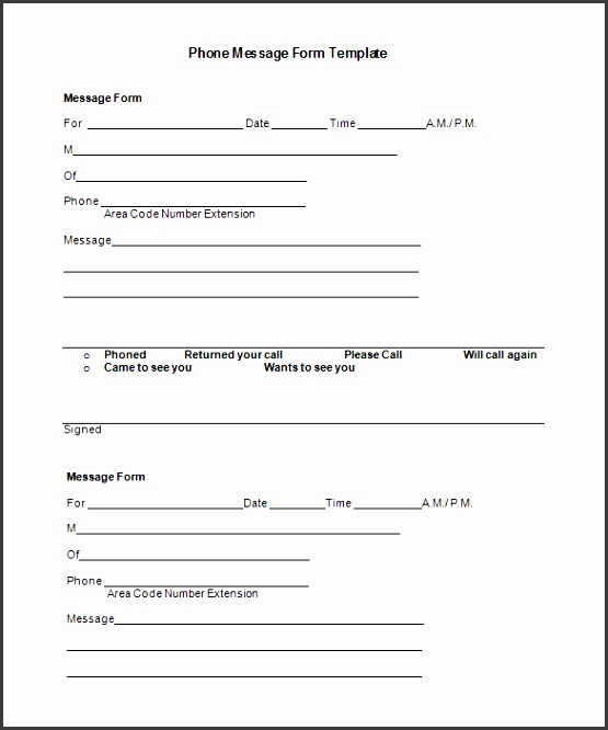 free phone message form template