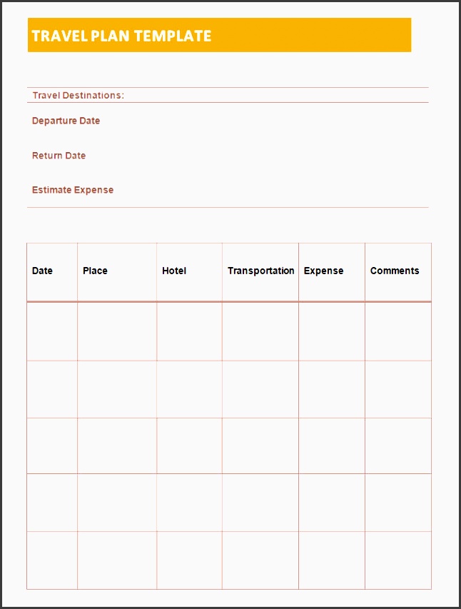 holiday travel itinerary template