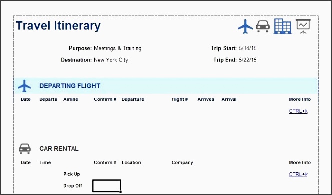 30 itinerary templates travel vacation trip flight