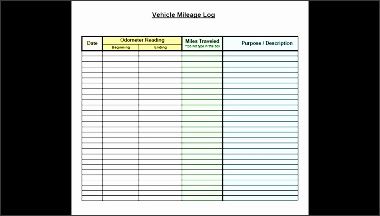 vehicle mileage log template excel