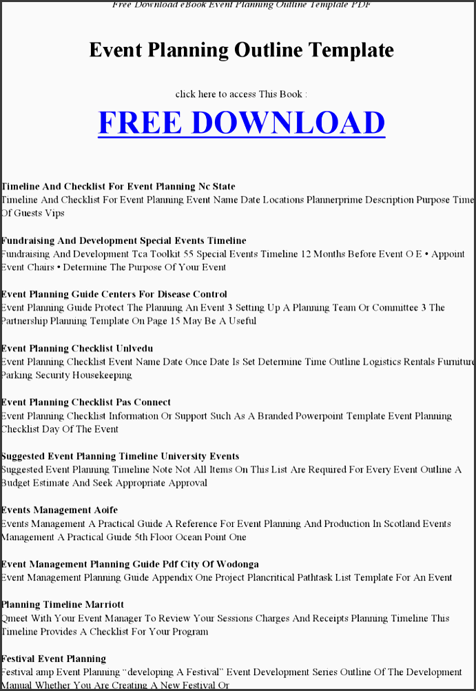 event planning outline template for free