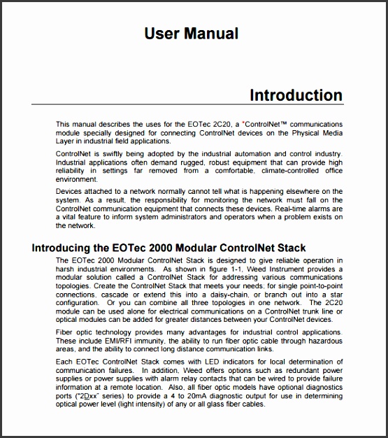 example of user manual template