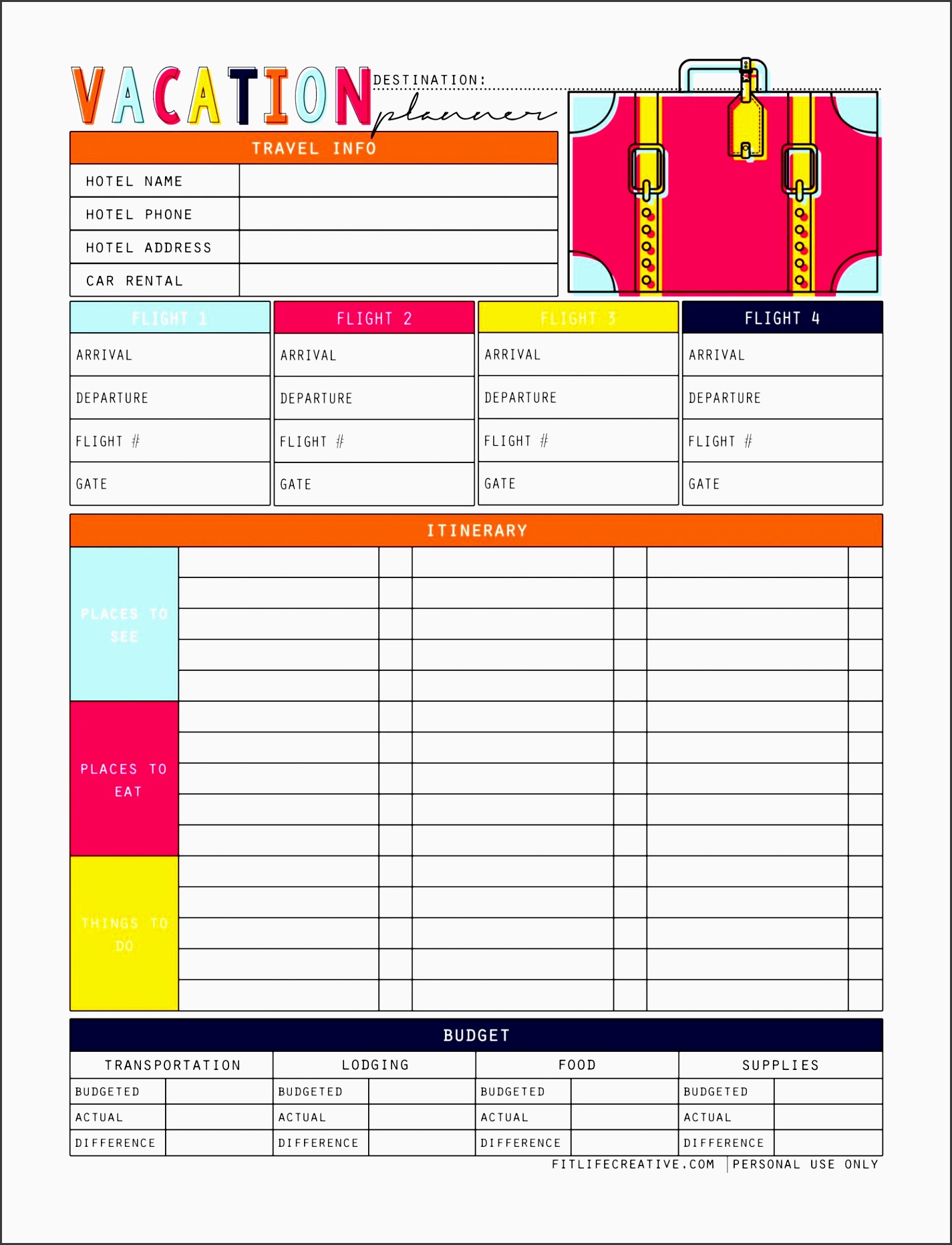 8 Vacation Planner For Free SampleTemplatess SampleTemplatess