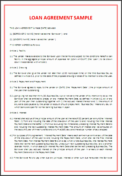 4th loan agreement template