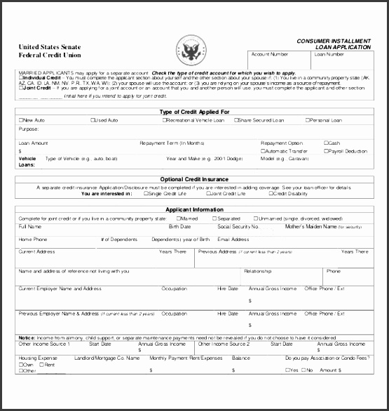 example vehicle loan application form template free