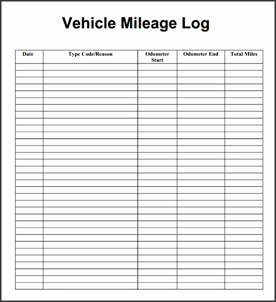 blank mileage log template pdf format