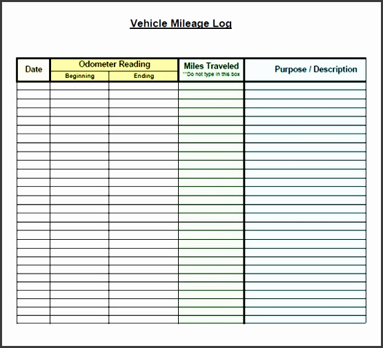 free vehicle car mileage log form