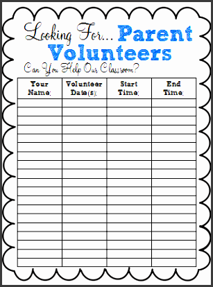 a class y collaboration back to school freebie parent volunteer sign up