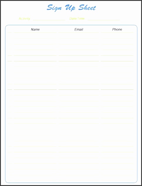 here is preview of another sample volunteer sign up sheet template created using ms excel