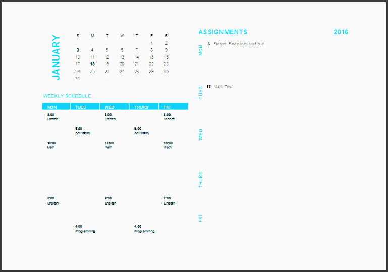 weekly task planning calendar