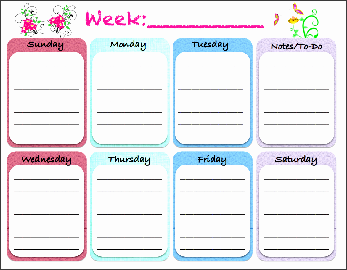 4 free weekly planner template