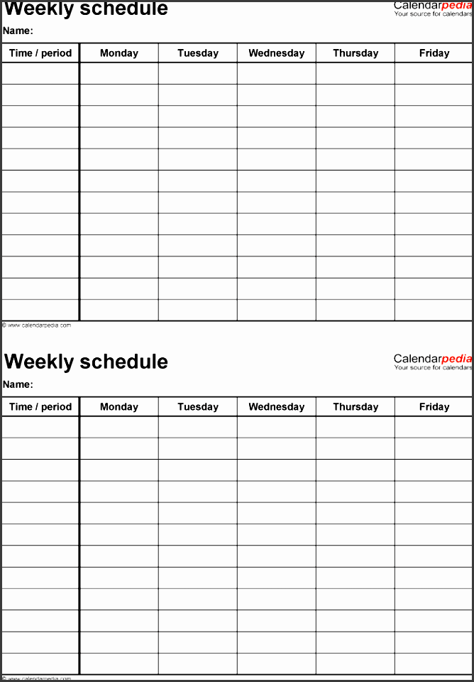 weekly schedule template for word version 4 2 schedules on one page portrait