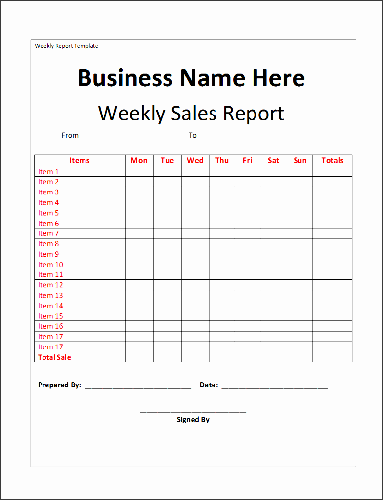 weekly report template