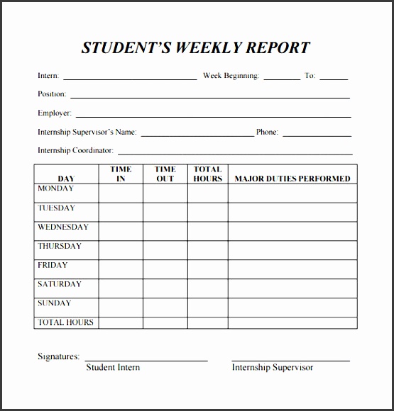 image result for employee weekly report template