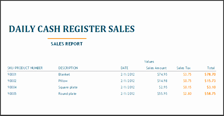 daily sales report template