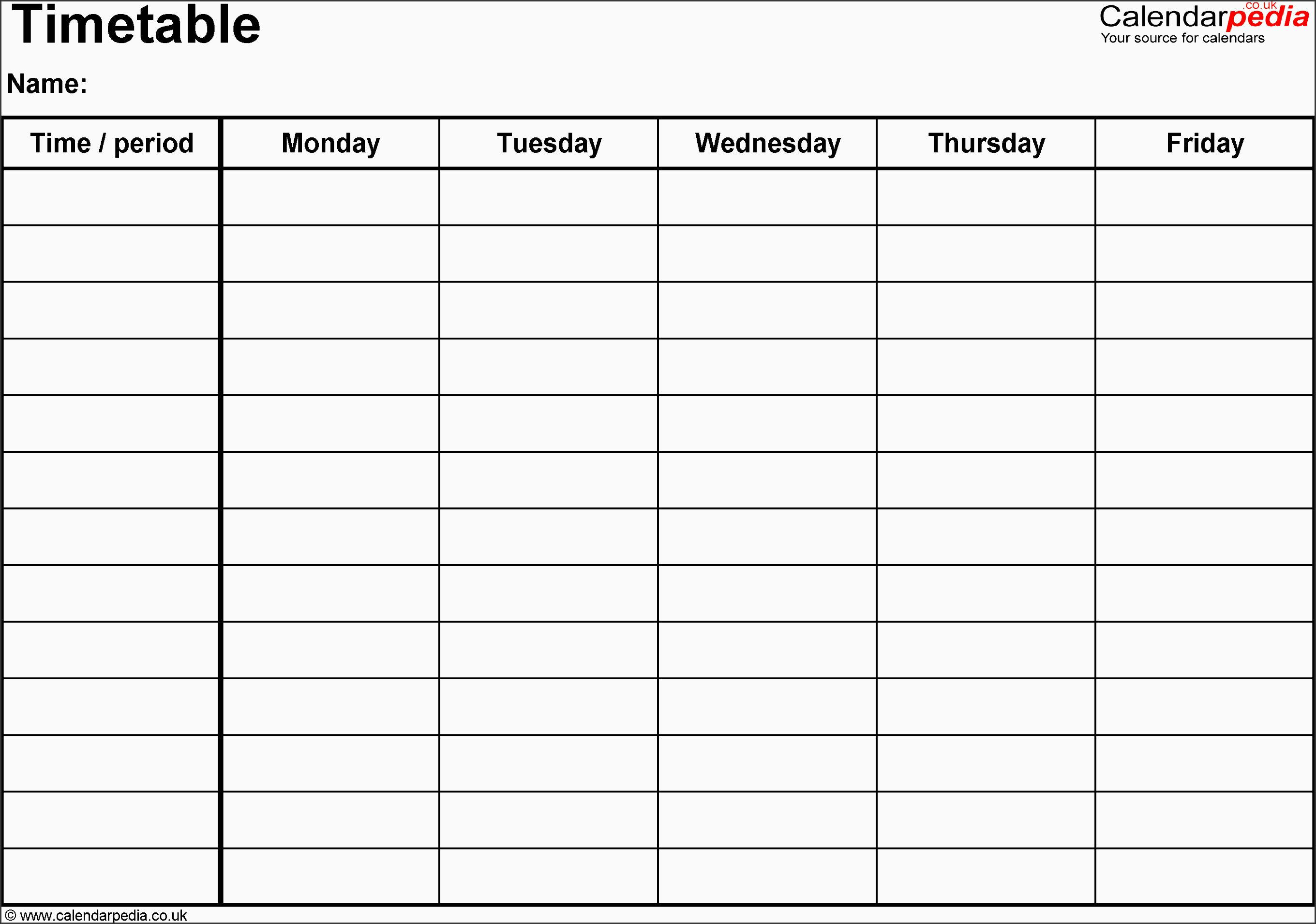 word timetable template 1 landscape format a4 1 page monday to friday