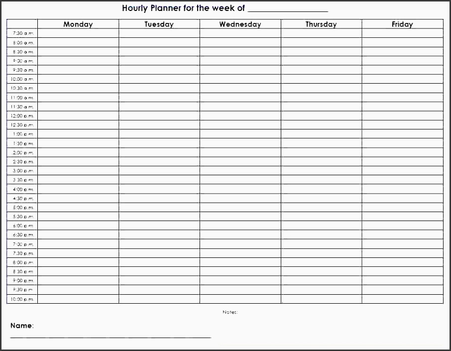 hourly planner printable