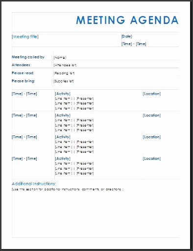 Formal Meeting Agenda Template