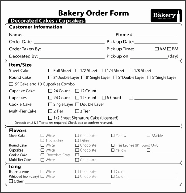 Bakery Order Form Template