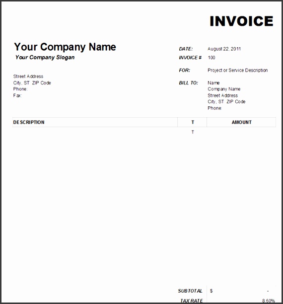 Good Looking Blank Invoice Template Sample For Excel And Microsoft Blank Invoice Template Free Download