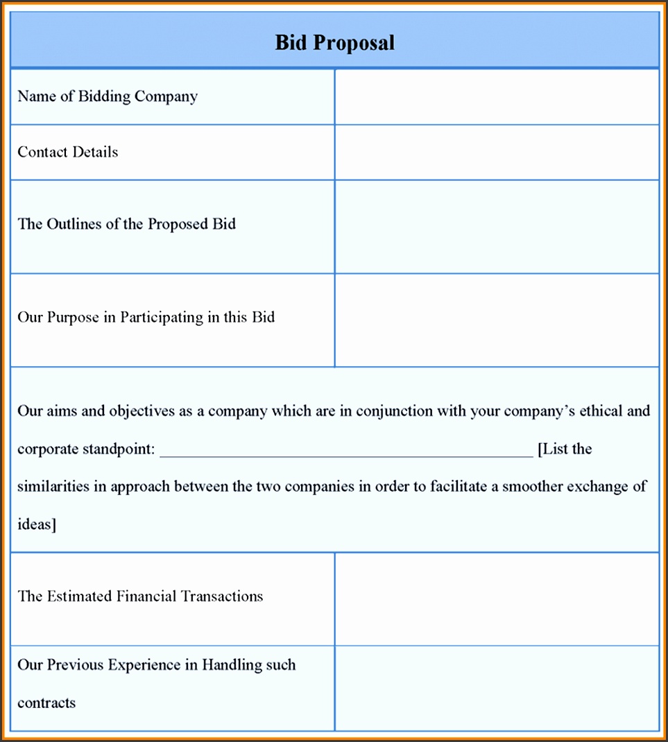 bid proposal template templates others template proposal template for bid example of bid proposal template sample caption