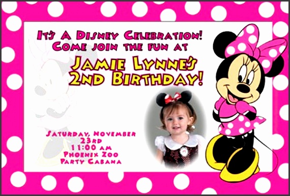 Minnie Mouse Birthday Invitation Card Template