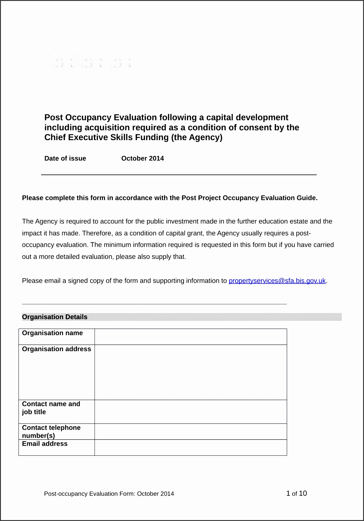 Attachment Post occupancy evaluation form