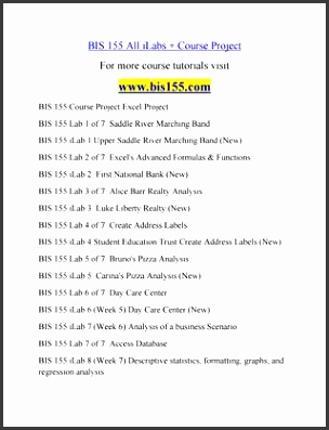 BIS 155 All iLabs Course Project For more course tutorials visit